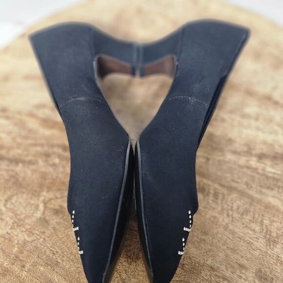 Vintage Selby Black Pumps Rhinestones Dress Kitten Heels 90s Comfort Flex Size 8 - Picture 4 of 8